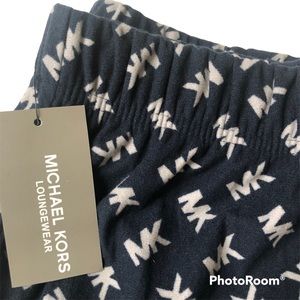 Michael Kors Loungewear Large Logo Knit Lounge Pajama Pant Midnight Navy Blue